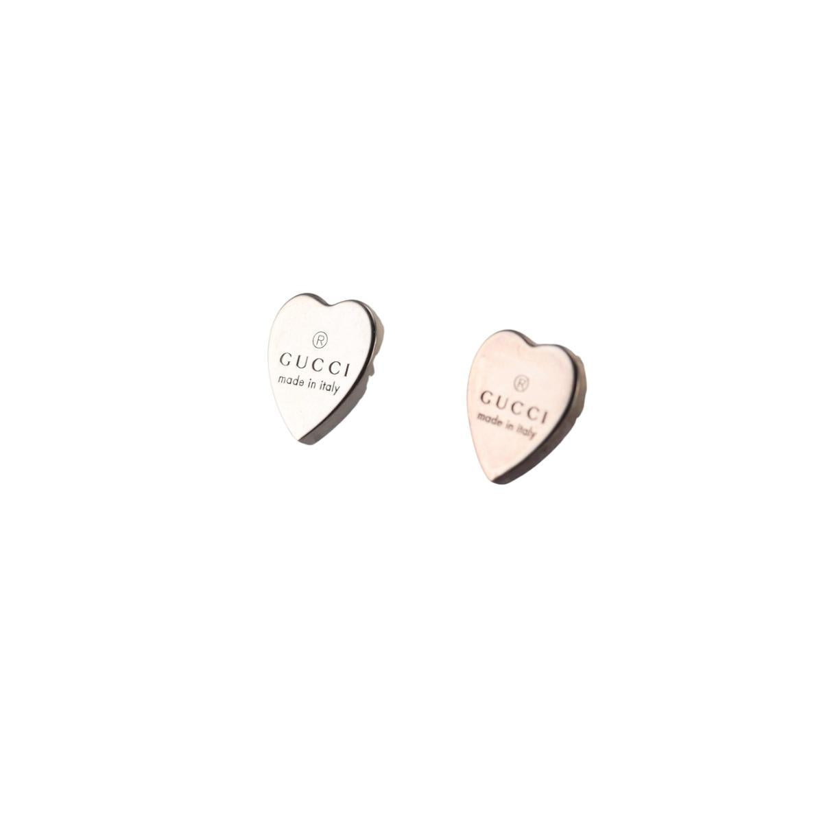 Gucci Trademark Heart Sterling Silver Stud Earrings