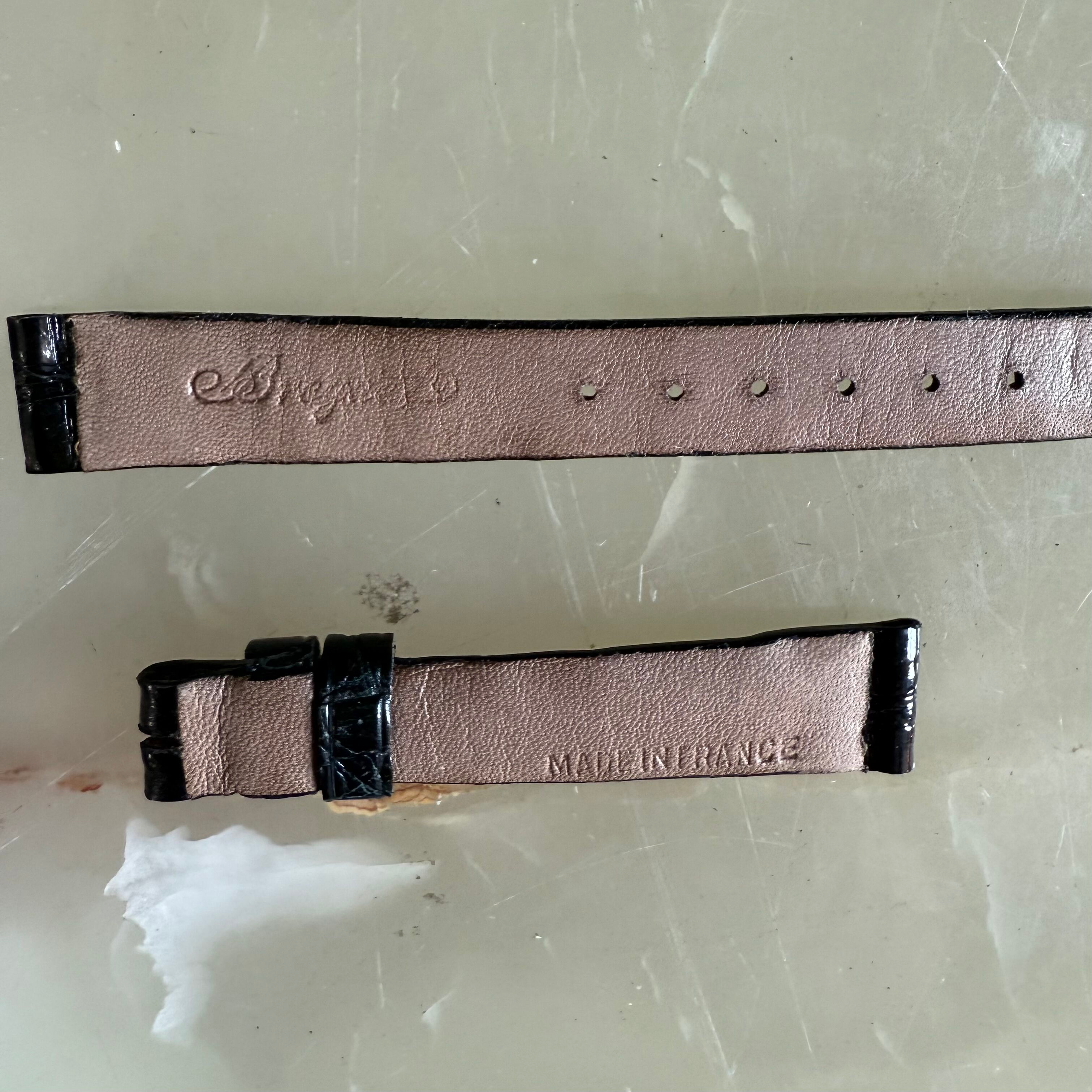 Authentic Breguet Black Crocodile Watch Strap Band 12.5mm