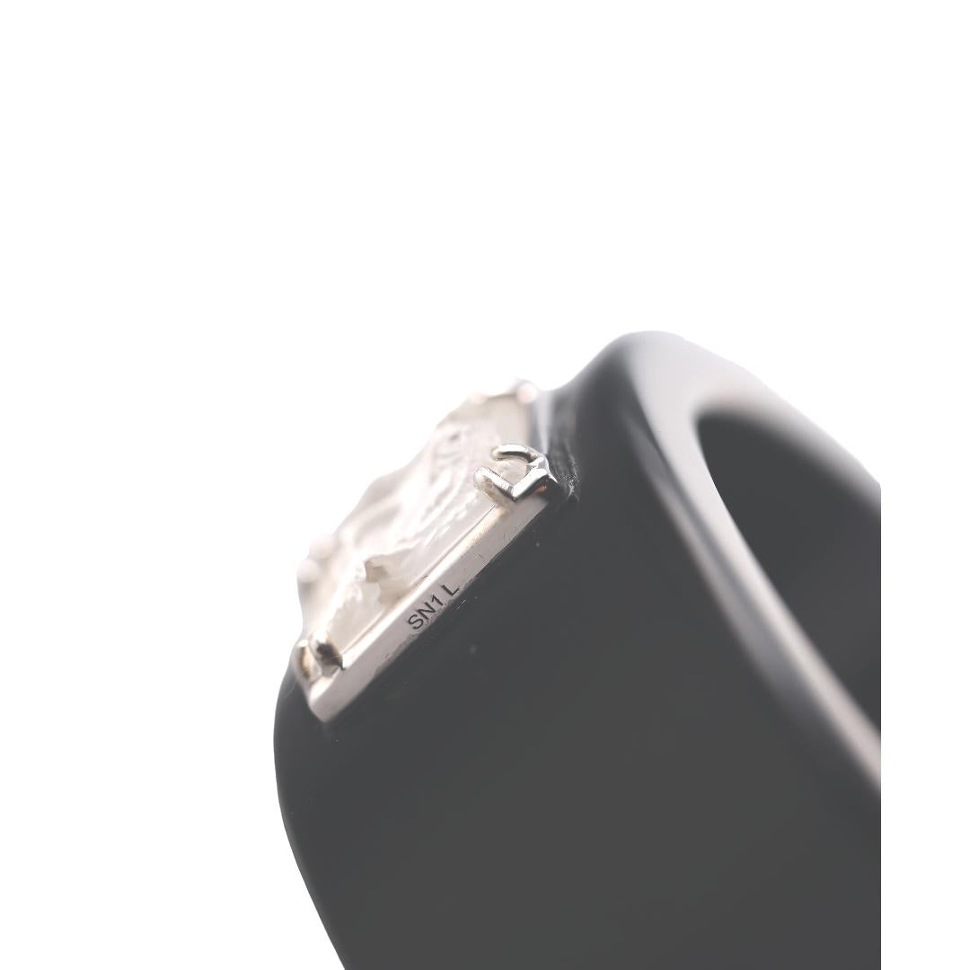 Lalique Arethuse Crystal Silver Resin Cuff Bracelet 10678200