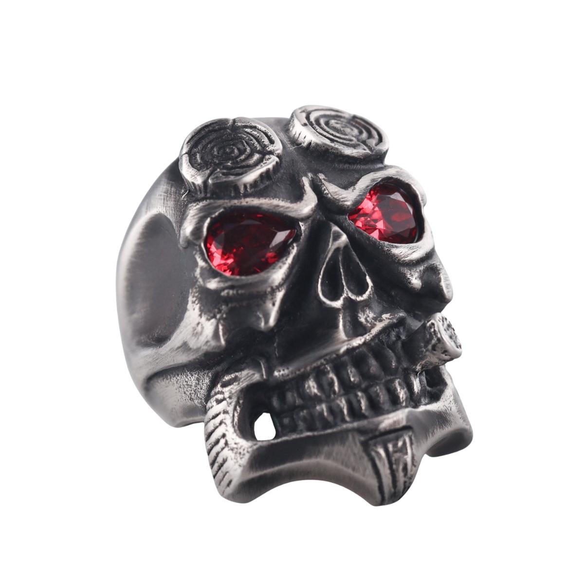Skull Bomberg Hell Boy Red Crystal Ring