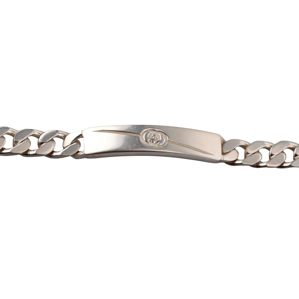 Gucci Tag Interlocking G Sterling Silver Chain Bracelet Size 19