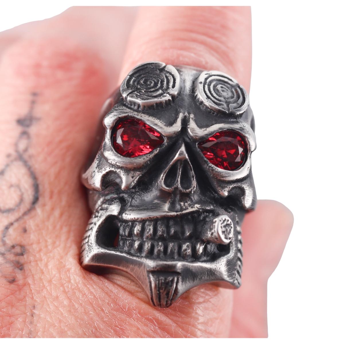 Skull Bomberg Hell Boy Red Crystal Ring