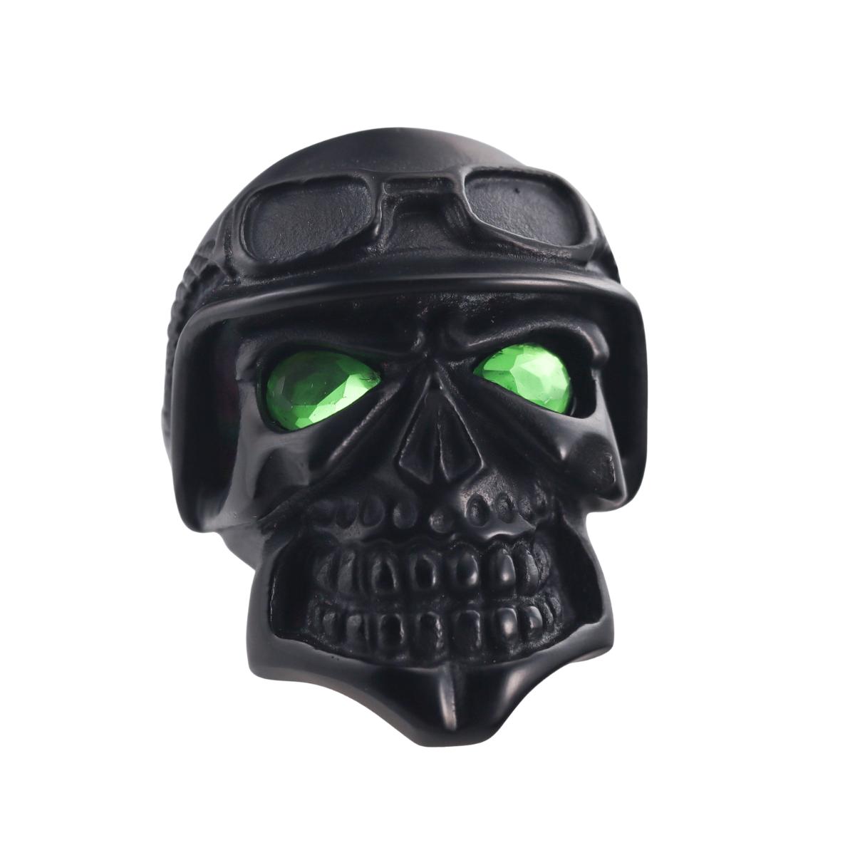 Skull Bomberg Skully Rider Black Green Crystal Ring