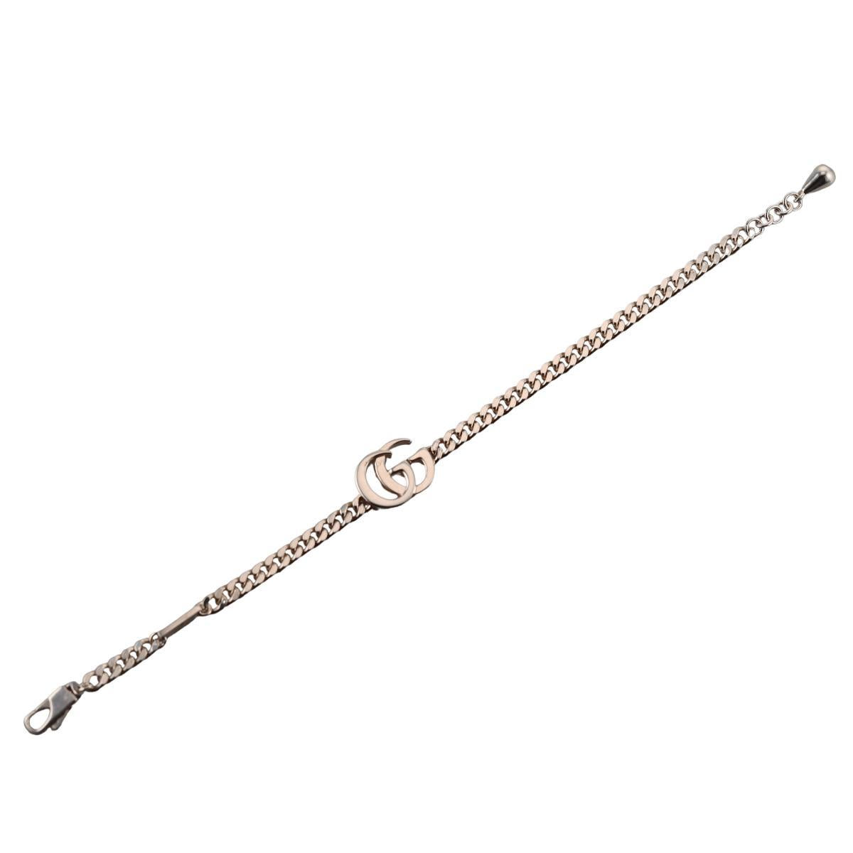 Gucci Marmont GG Sterling Silver Chain Bracelet Size 17