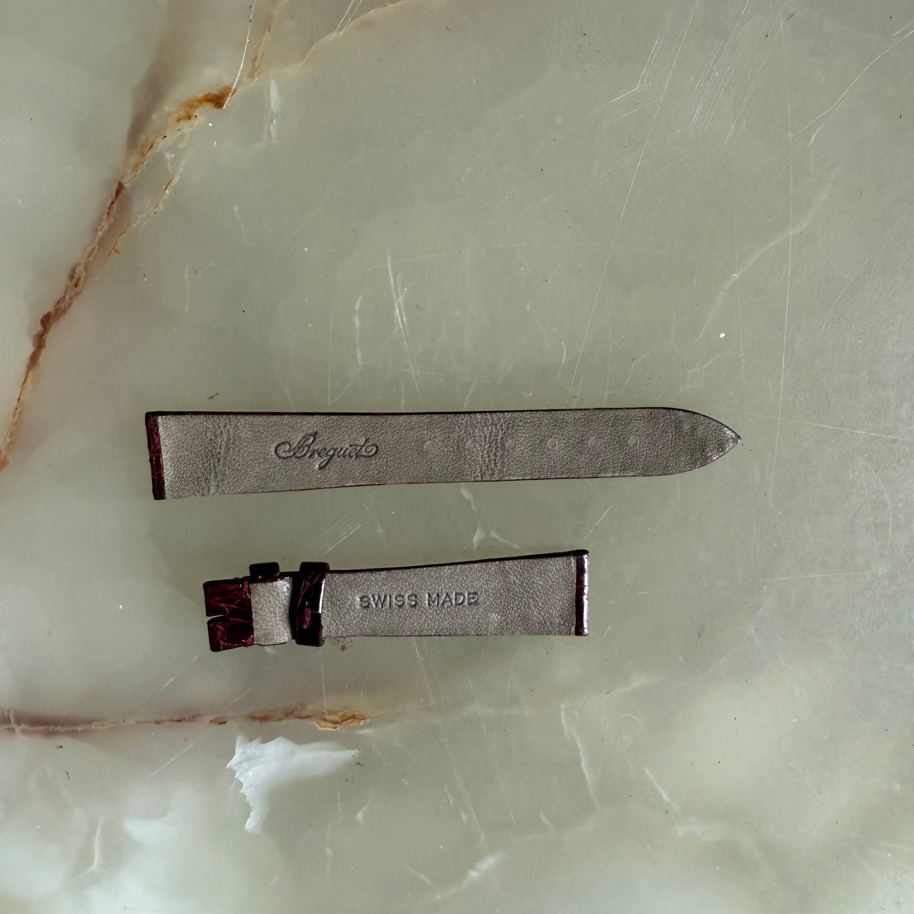 Authentic Breguet Burgundy Crocodile Watch Strap Band 17.5mm