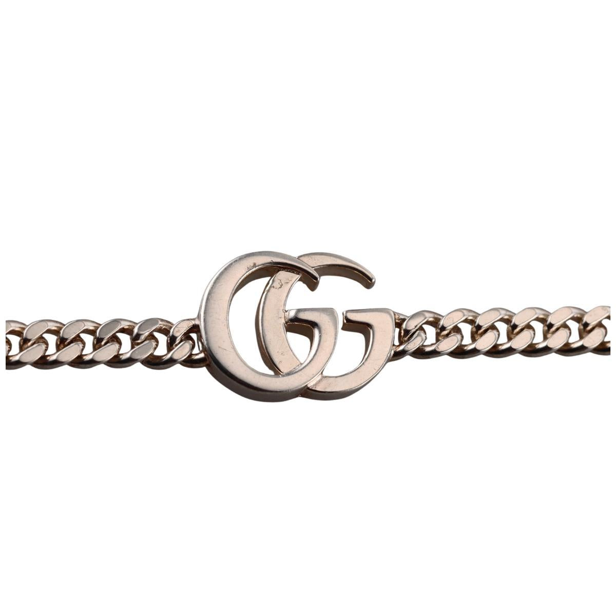 Gucci Marmont GG Sterling Silver Chain Bracelet Size 17