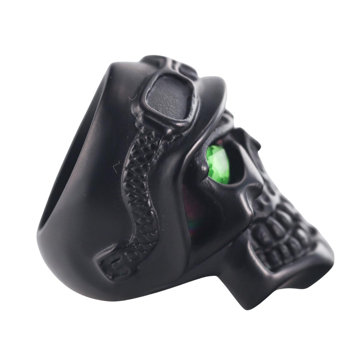 Skull Bomberg Skully Rider Black Green Crystal Ring