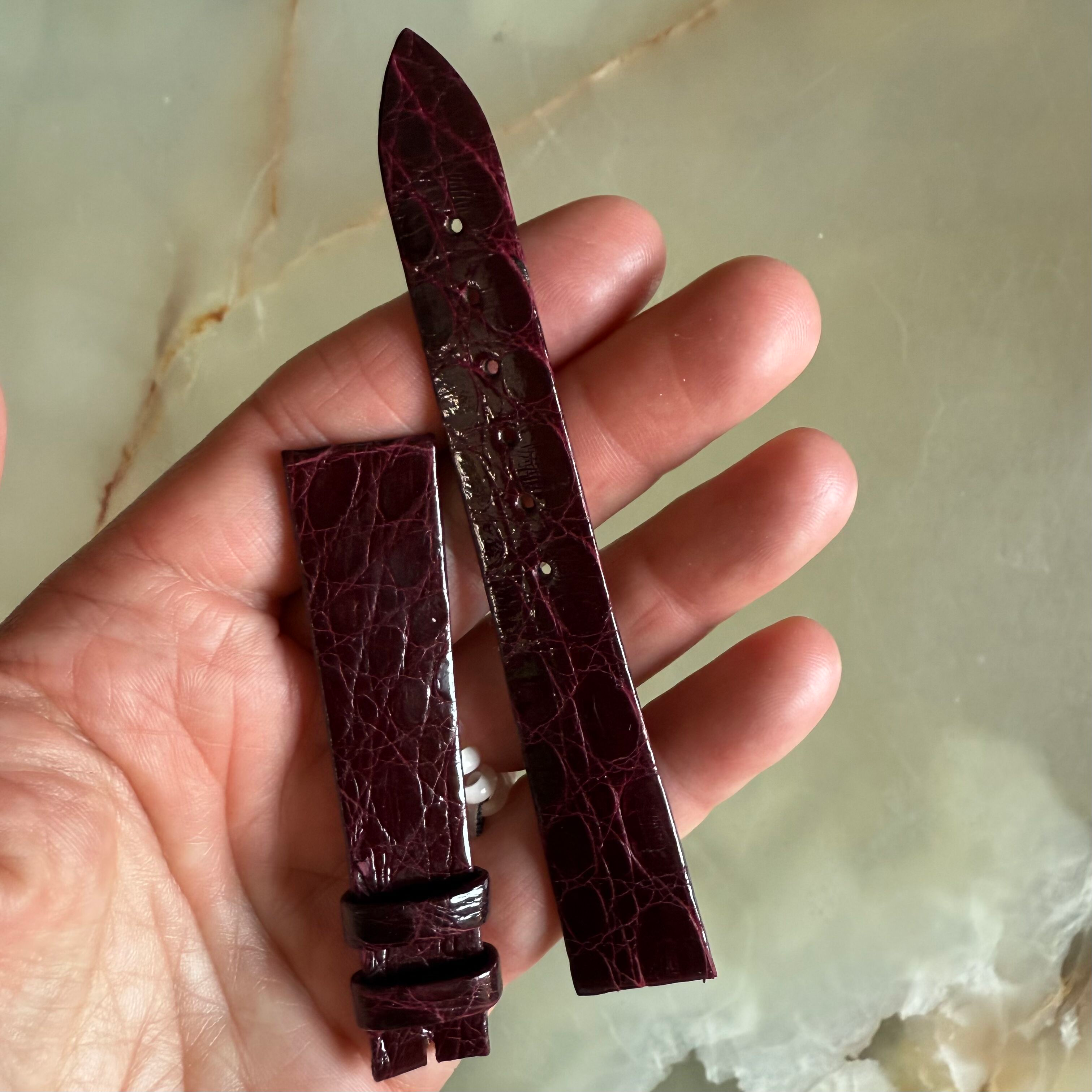 Authentic Breguet Burgundy Crocodile Watch Strap Band 17.5mm