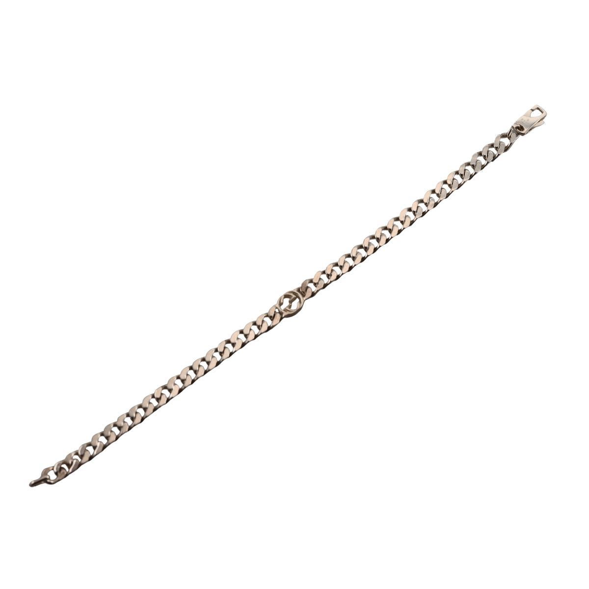 Gucci Interlocking G Sterling Silver Chain Bracelet Size 19