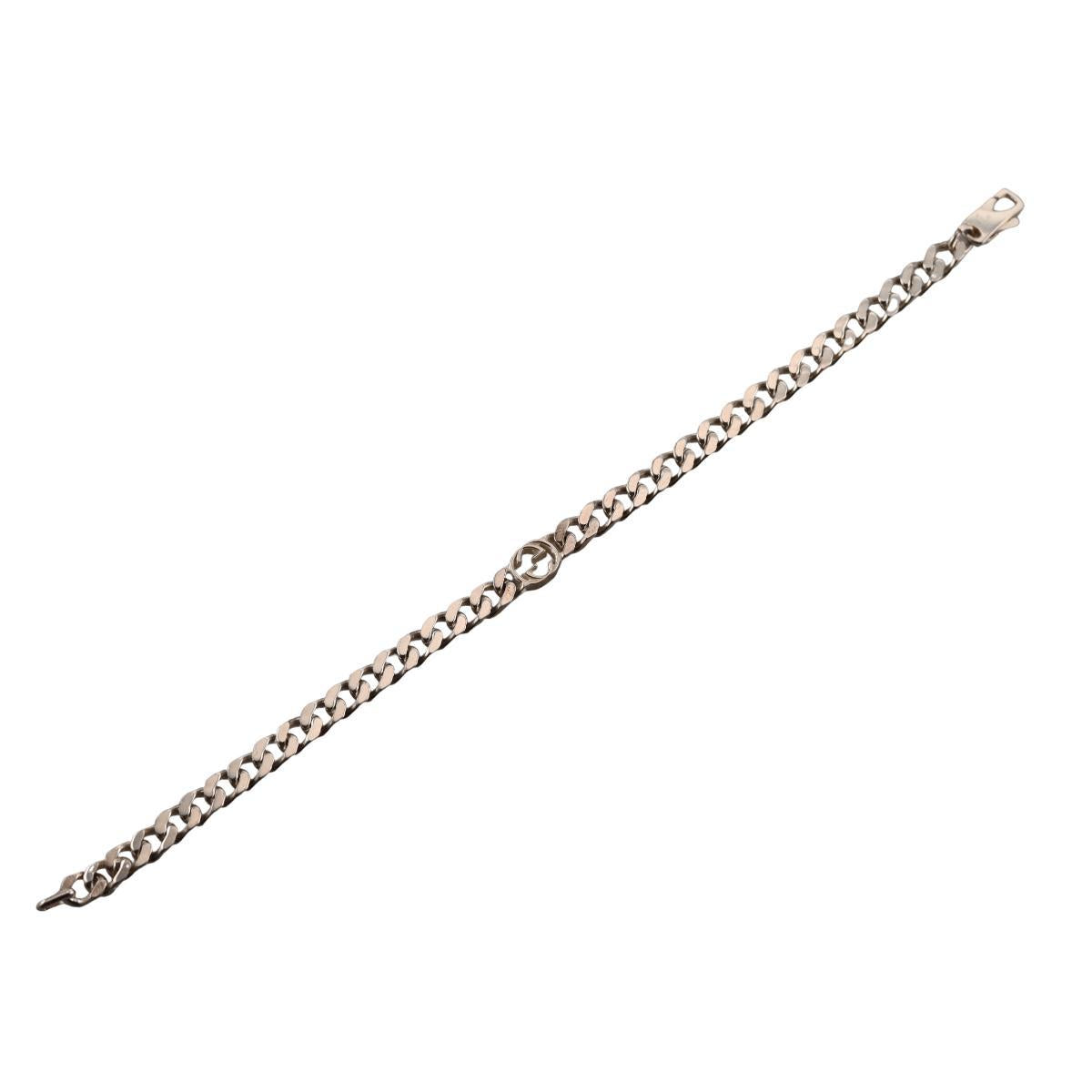 Gucci Interlocking G Sterling Silver Chain Bracelet Size 19