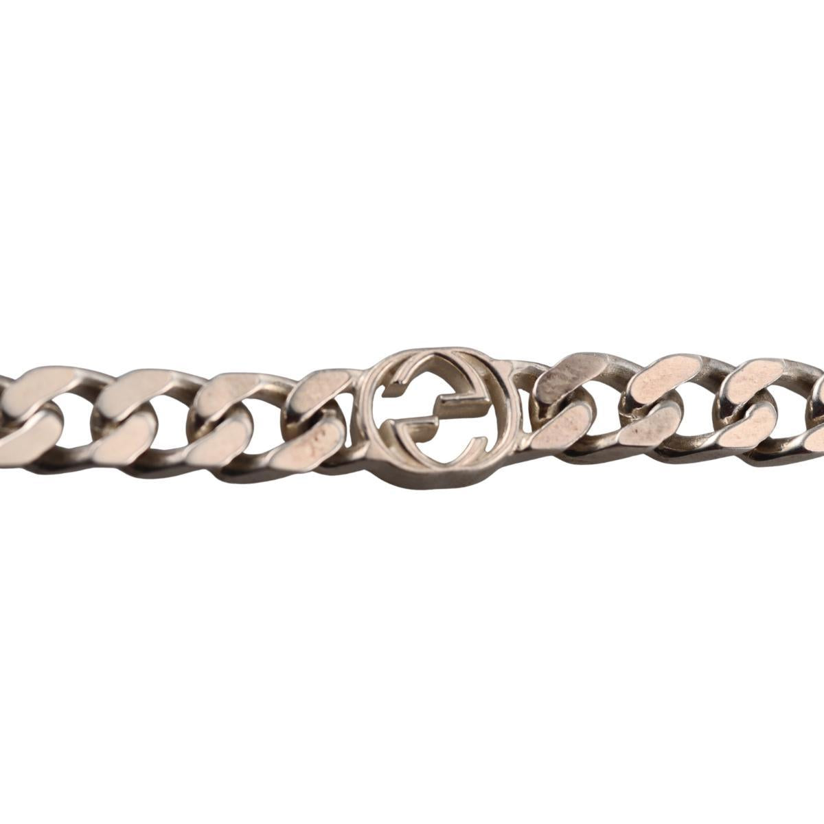 Gucci Interlocking G Sterling Silver Chain Bracelet Size 19