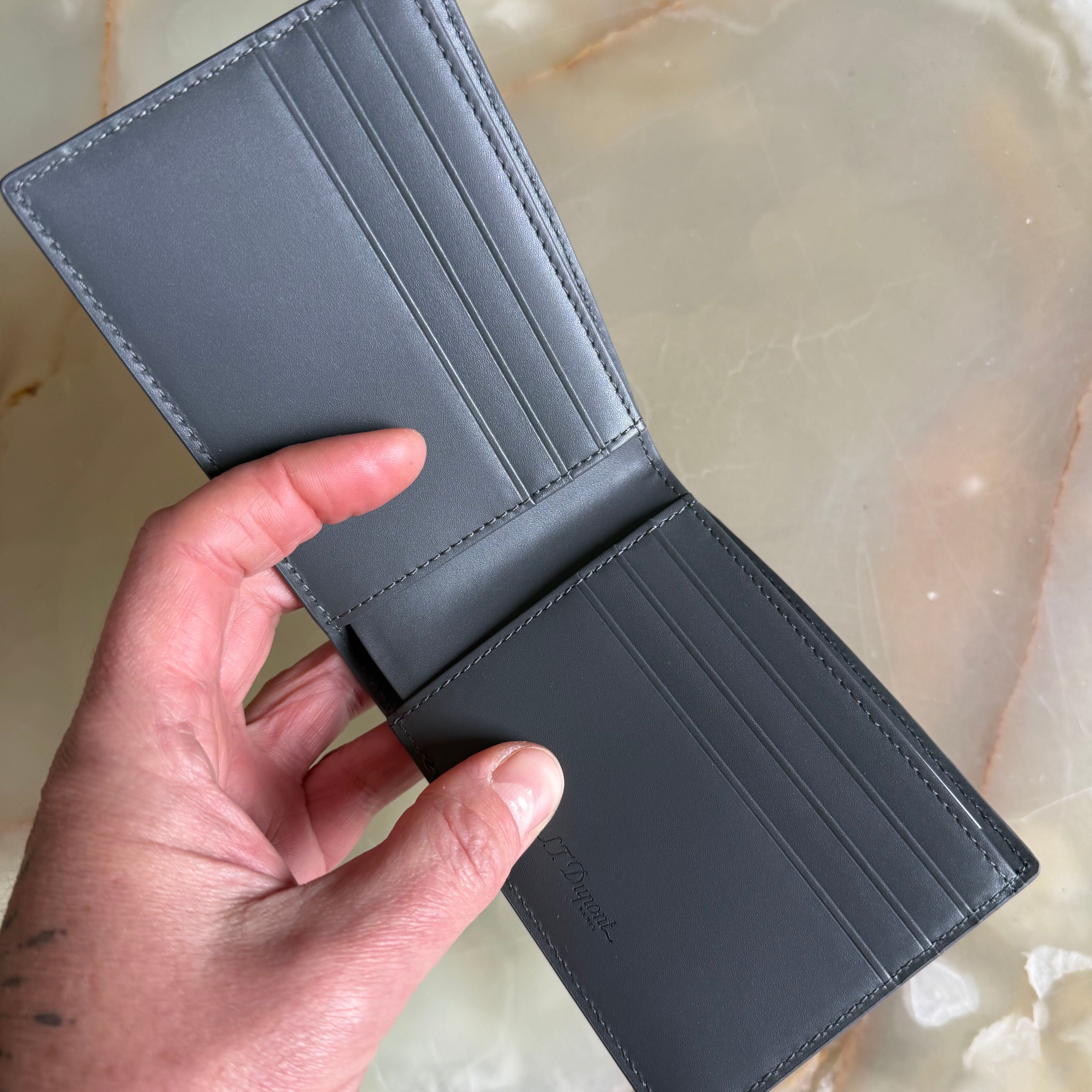 S.T. Dupont Grey Leather 6 Card Wallet 093000C