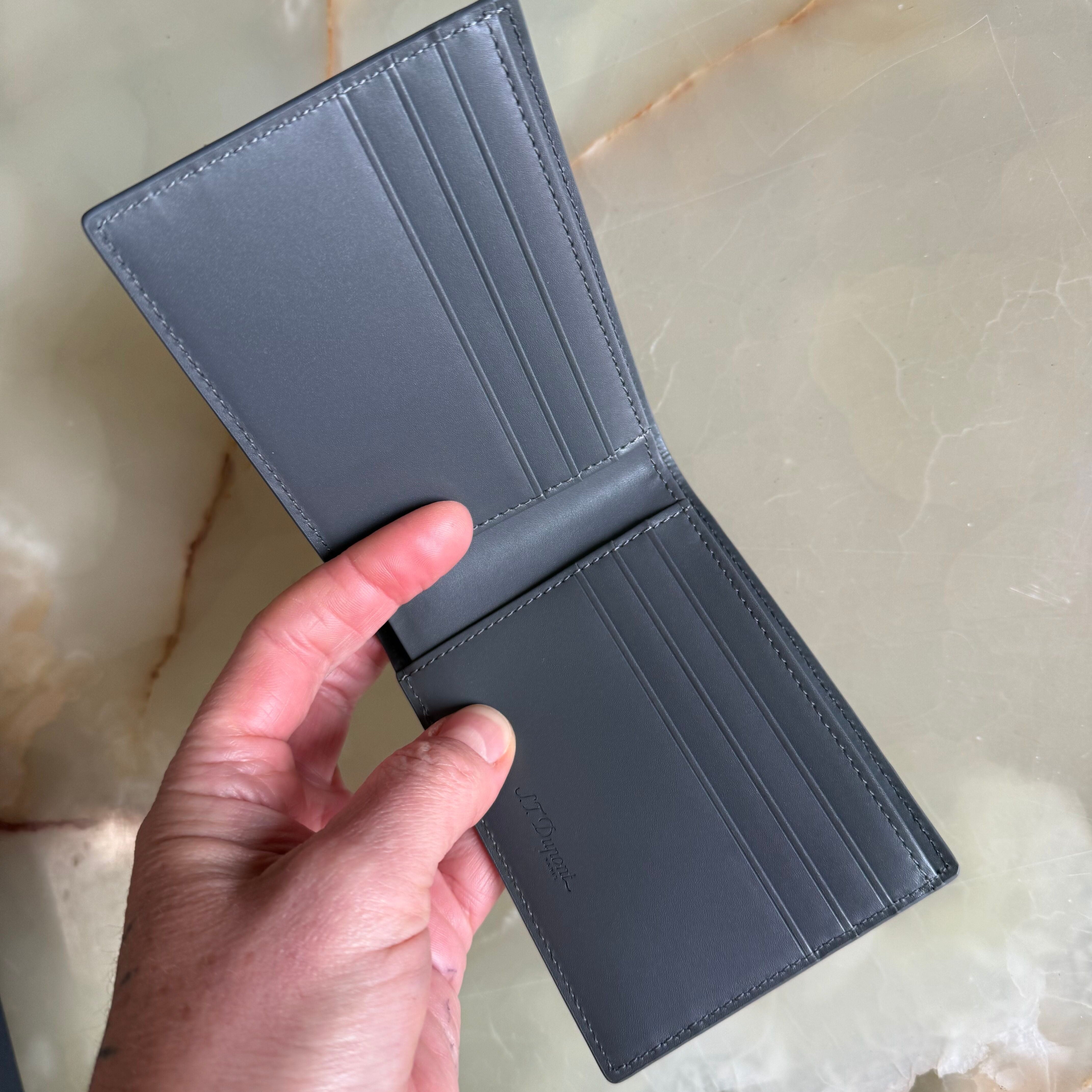 S.T. Dupont Grey Leather 6 Card Wallet 093000C