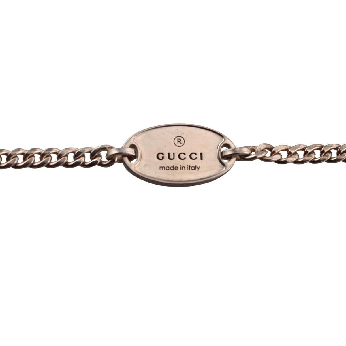 Gucci Trademark Tag Sterling Silver Chain Bracelet