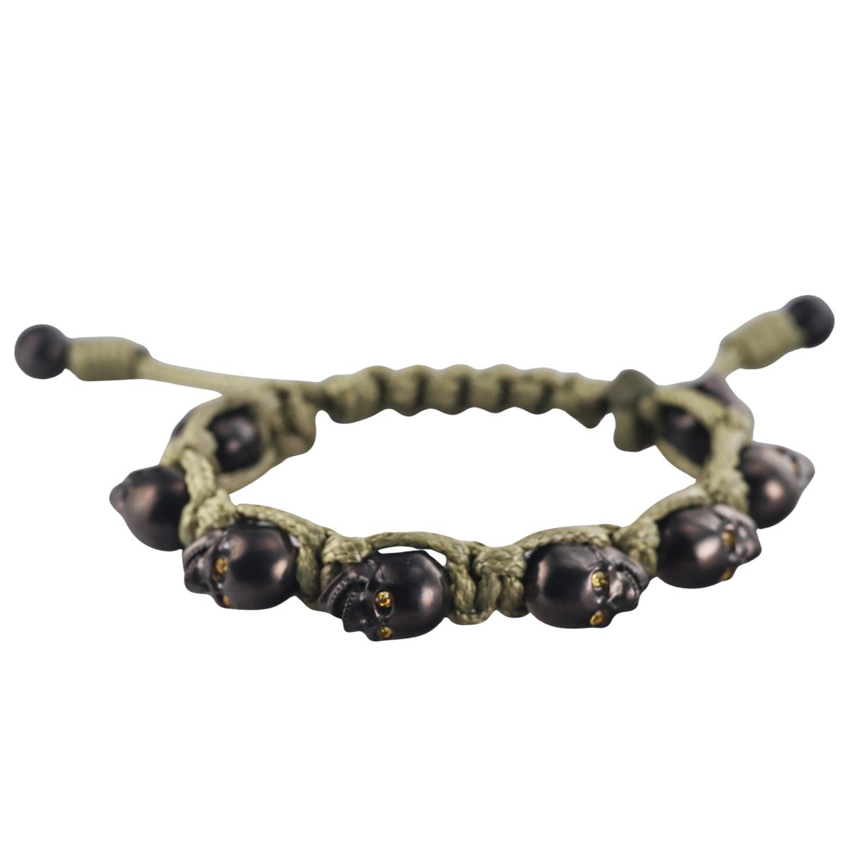 Skull Bomberg Skully Crystal Green and Black Bracelet