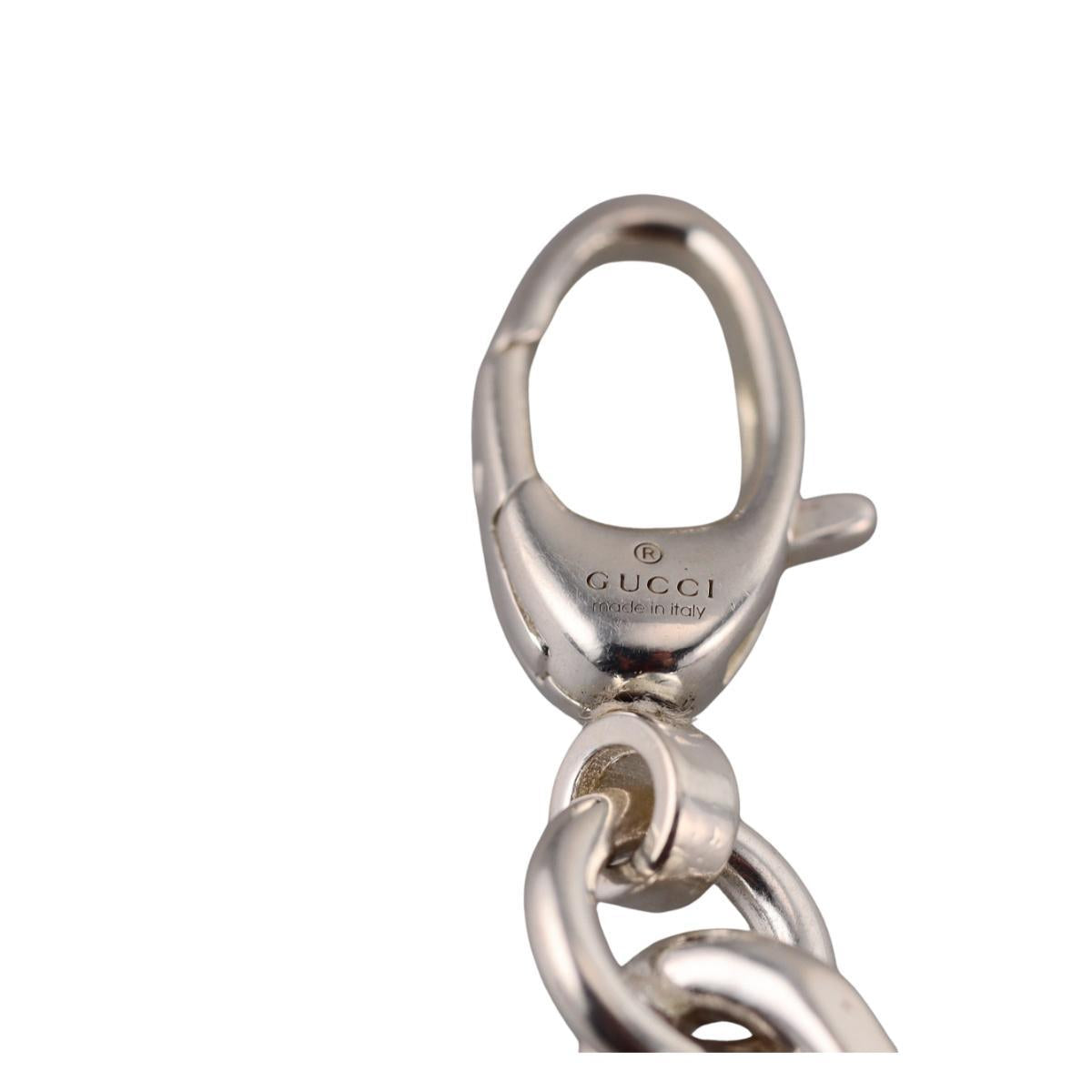 Gucci Interlocking G Motif Sterling Silver Chain Bracelet Size 20