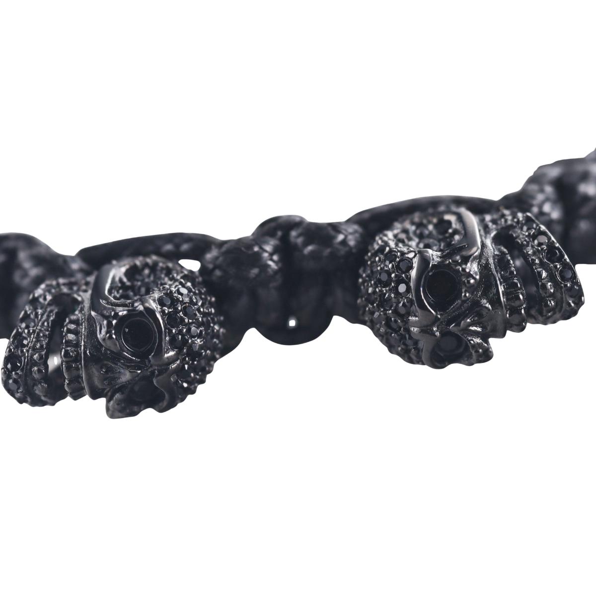 Skull Bomberg Skully Crystal Black w Black Crystal Bracelet