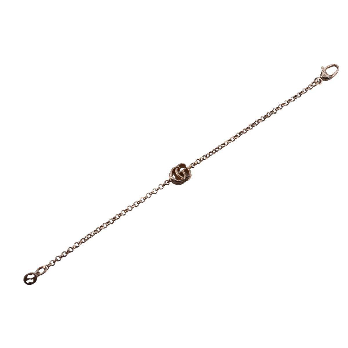 Gucci Marmont GG Charm Sterling Silver Bracelet Size 18