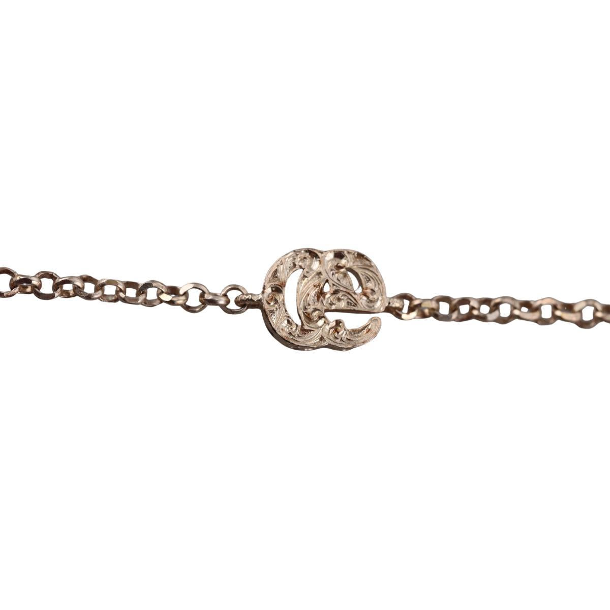 Gucci Marmont GG Charm Sterling Silver Bracelet Size 18