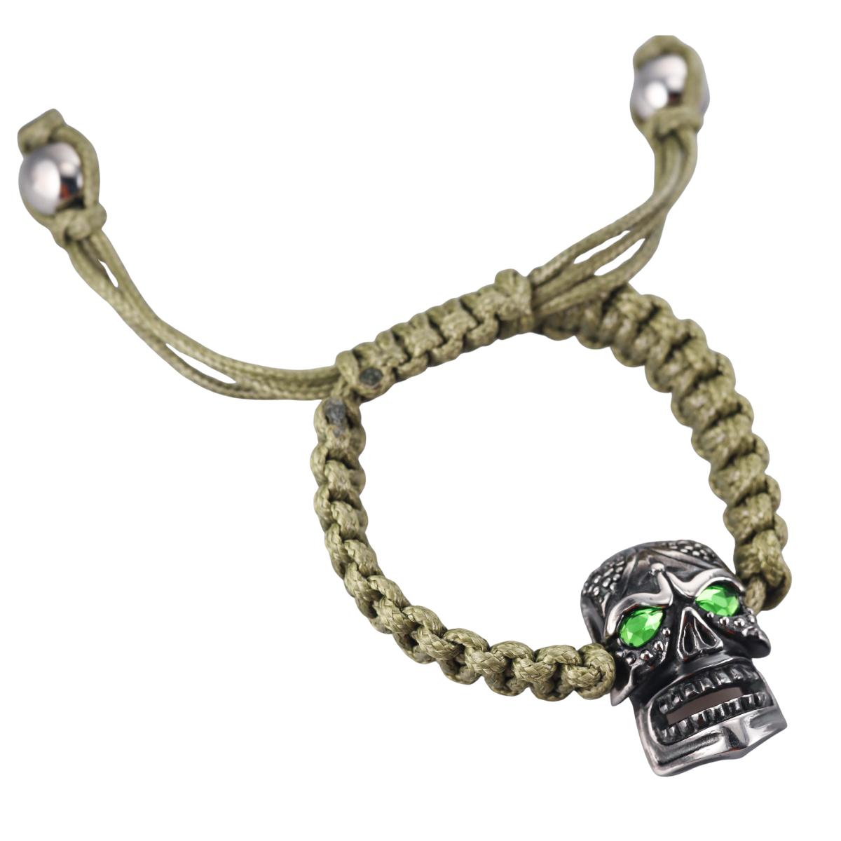 Skull Bomberg Skully Crystal Green Bracelet