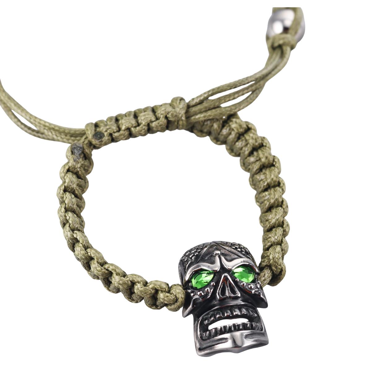 Skull Bomberg Skully Crystal Green Bracelet
