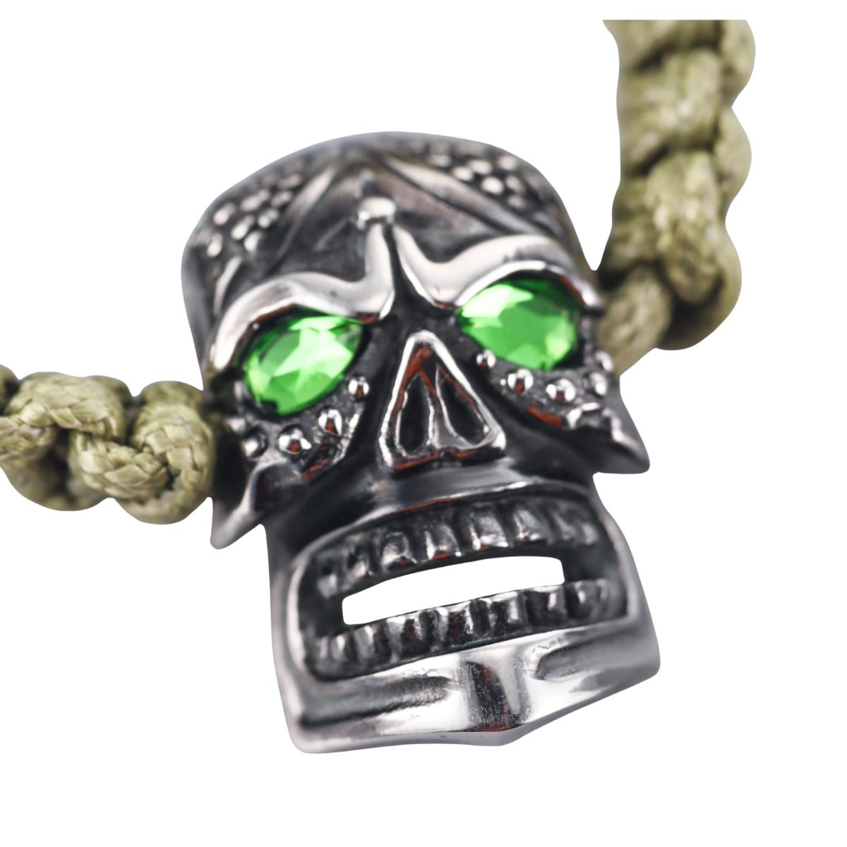 Skull Bomberg Skully Crystal Green Bracelet