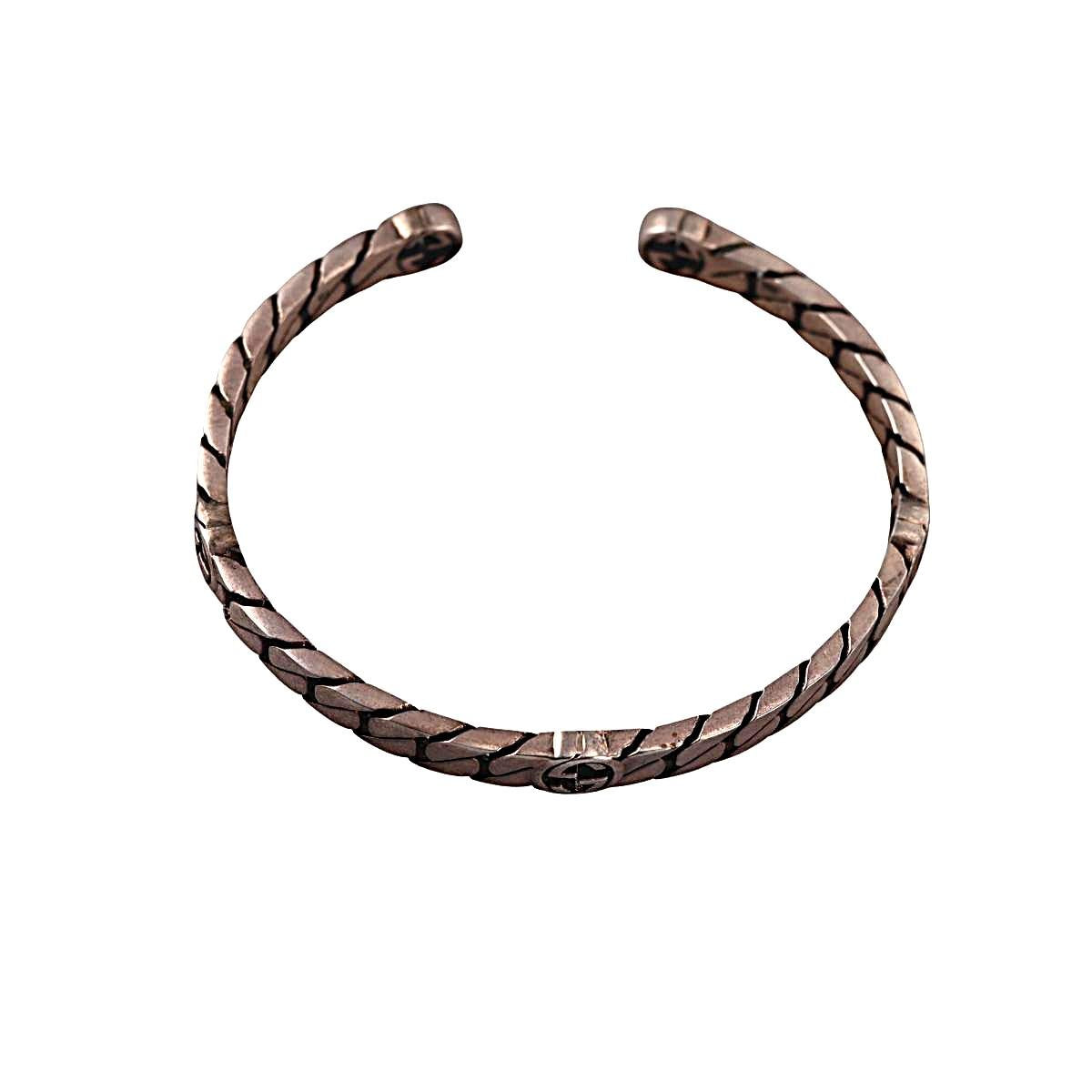 Gucci Interlocking G Cuff Sterling Silver Bracelet Size 18