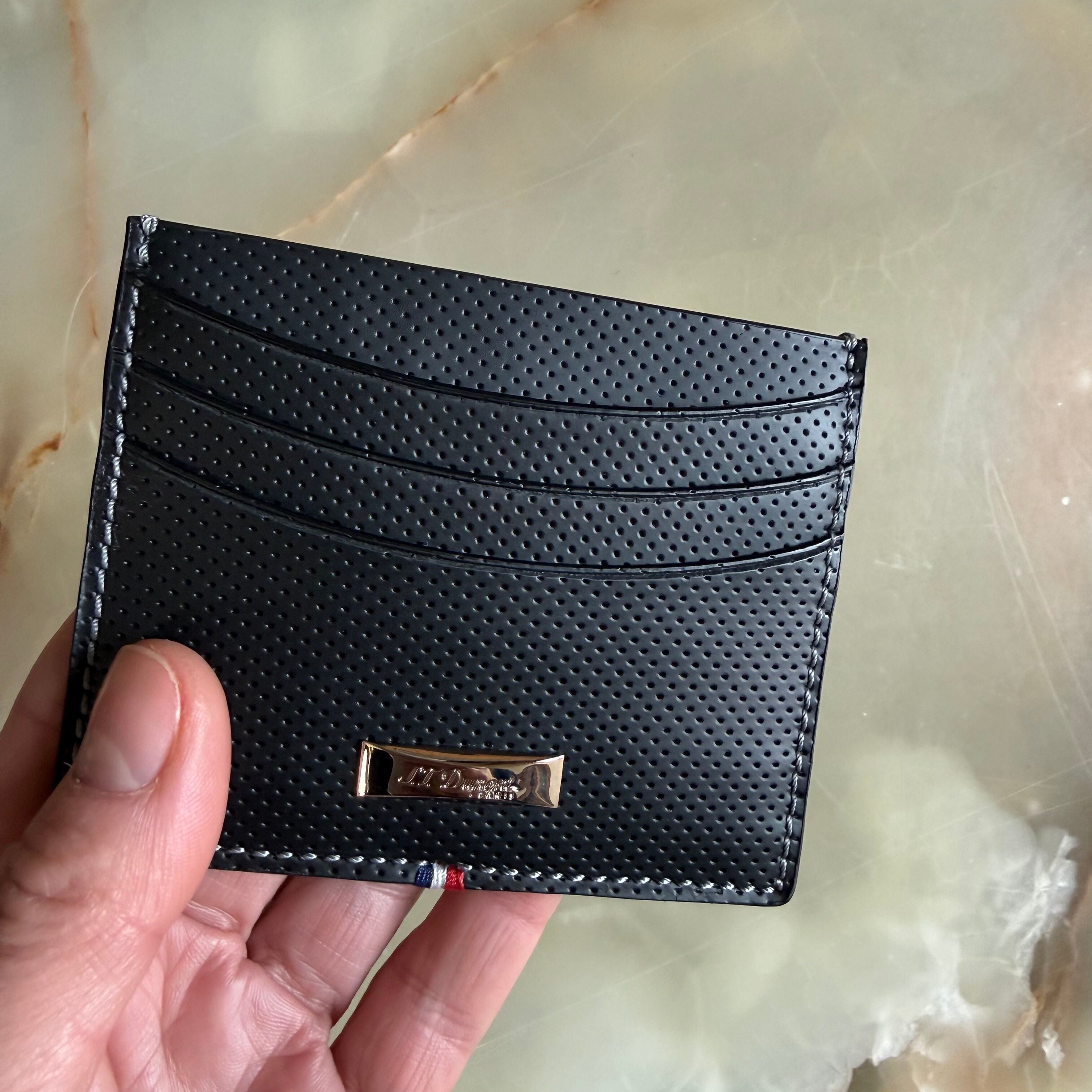 S.T. Dupont Defi Perforated Blue Leather Cardholder 170403DC