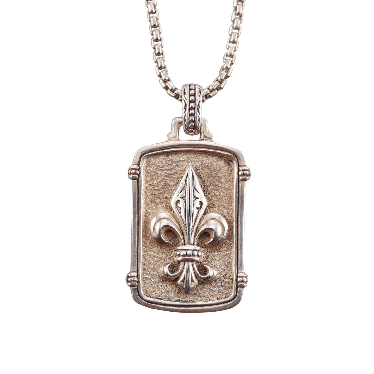 Scott Kay Sterling Silver Fleur De Lis Dog Pendant Necklace