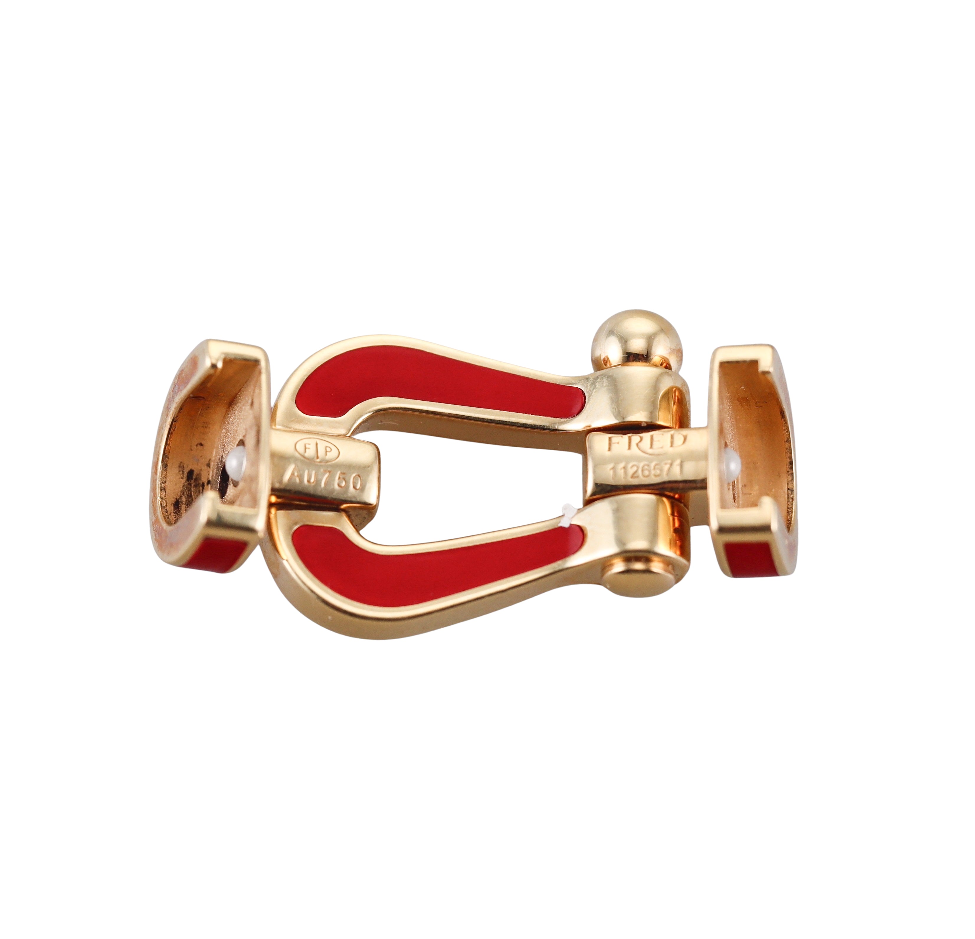 Fred Force 10 18k Yellow Gold Red Enamel Buckle Medium