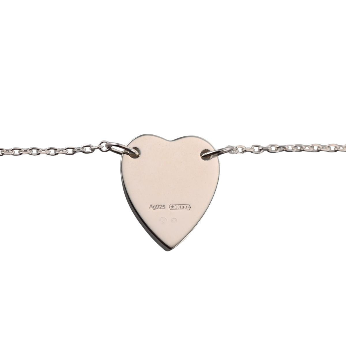 Gucci Trademark Heart Pendant Sterling Silver Bracelet