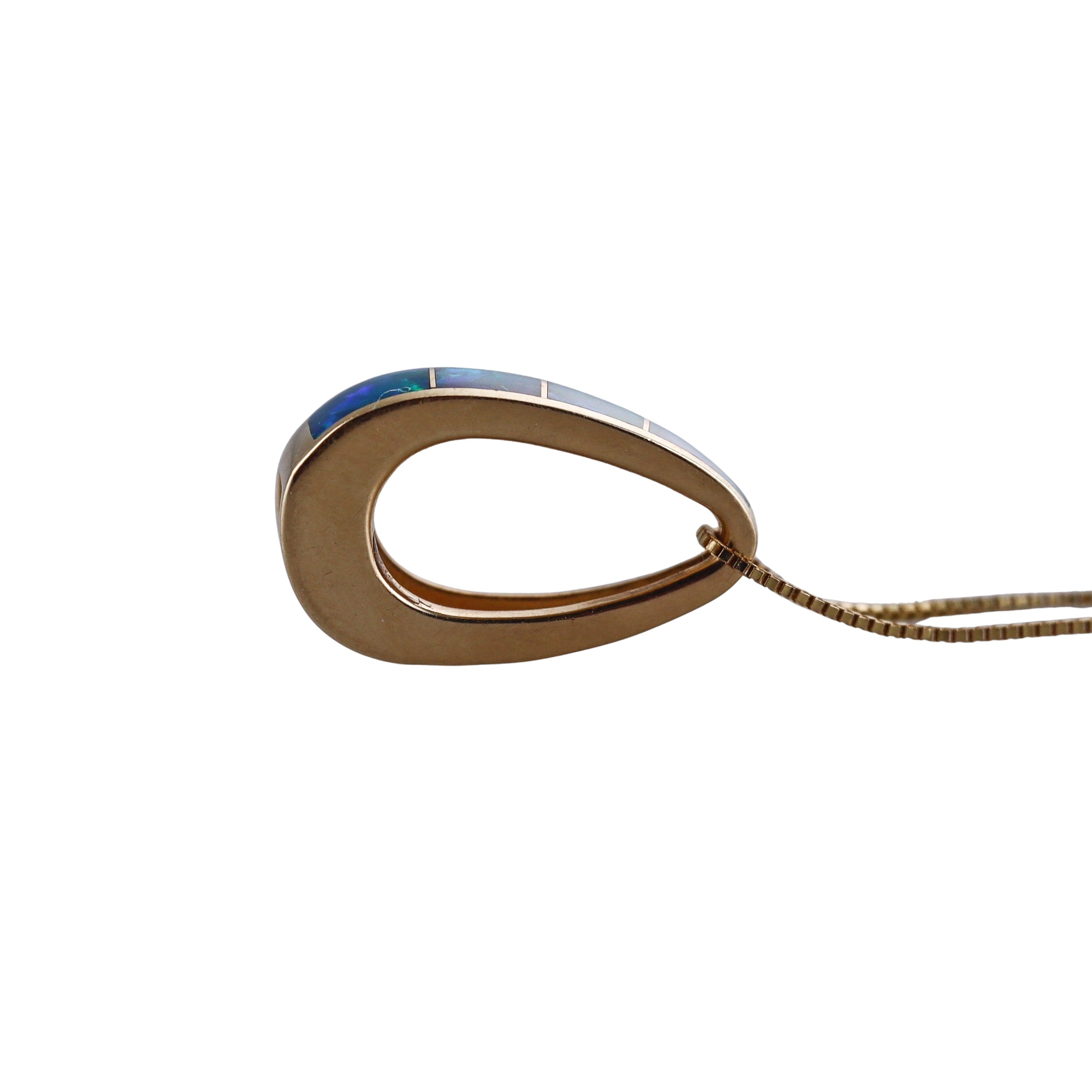 14k Black Opal Inlay Pendant Necklace