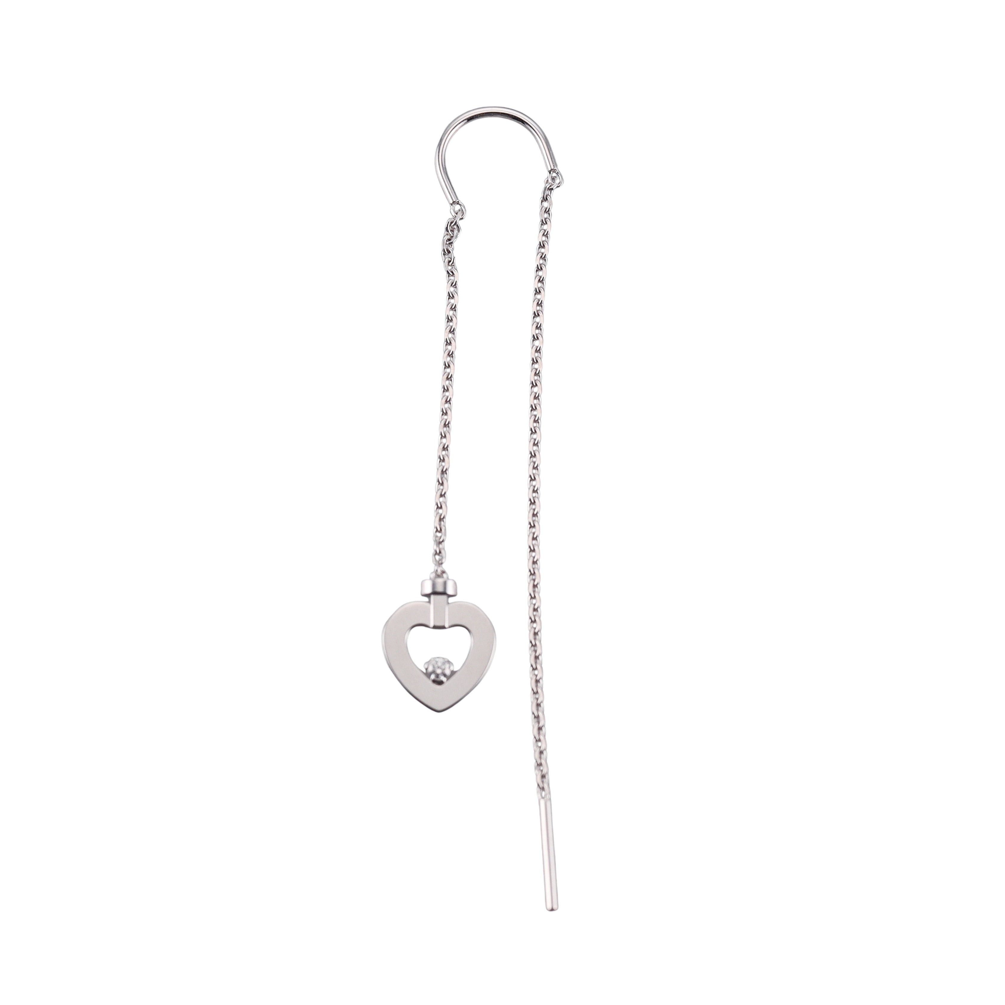 Fred Pretty Woman 18k White Gold Diamond Heart Chain Single Earring