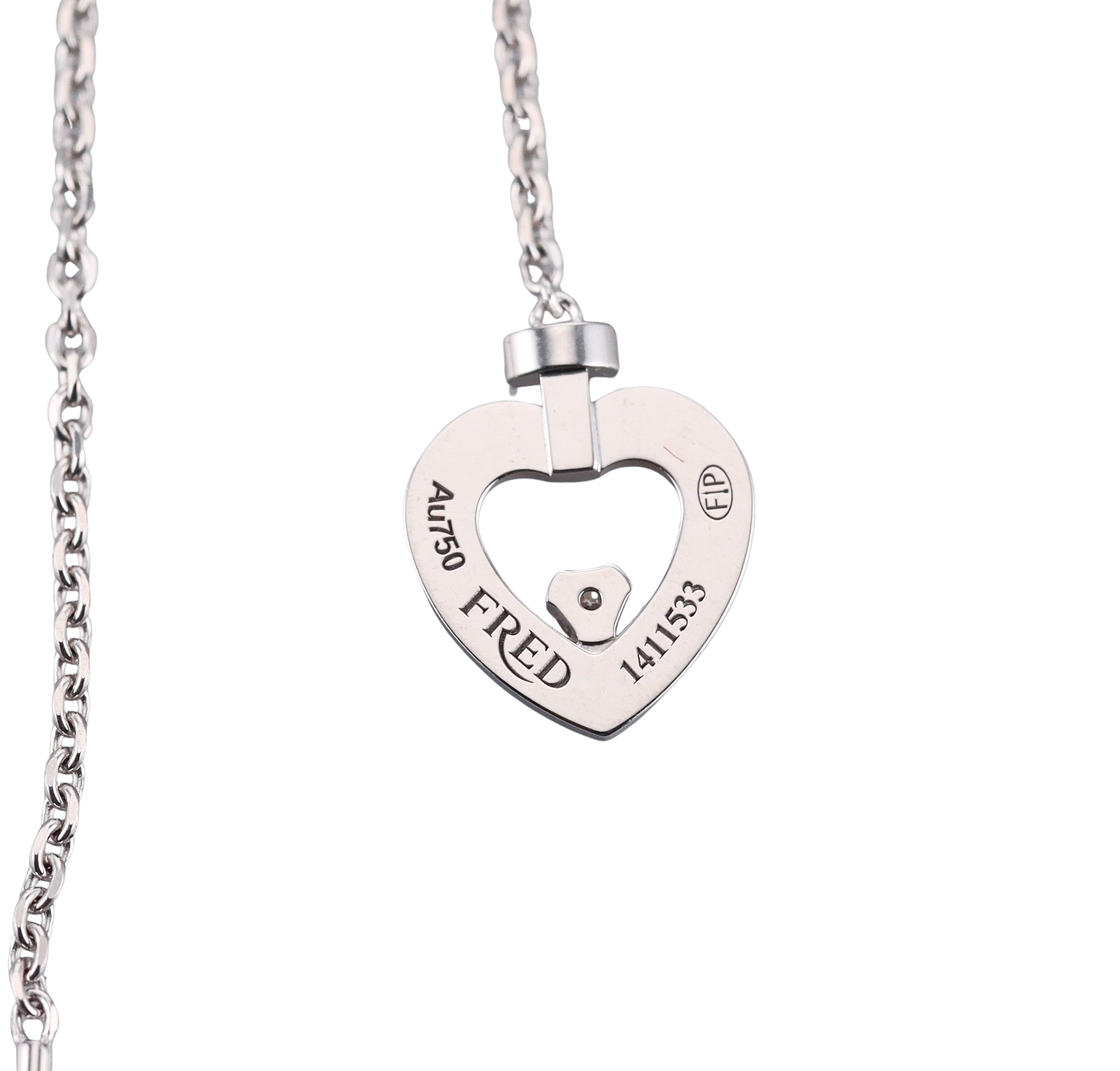 Fred Pretty Woman 18k White Gold Diamond Heart Chain Single Earring