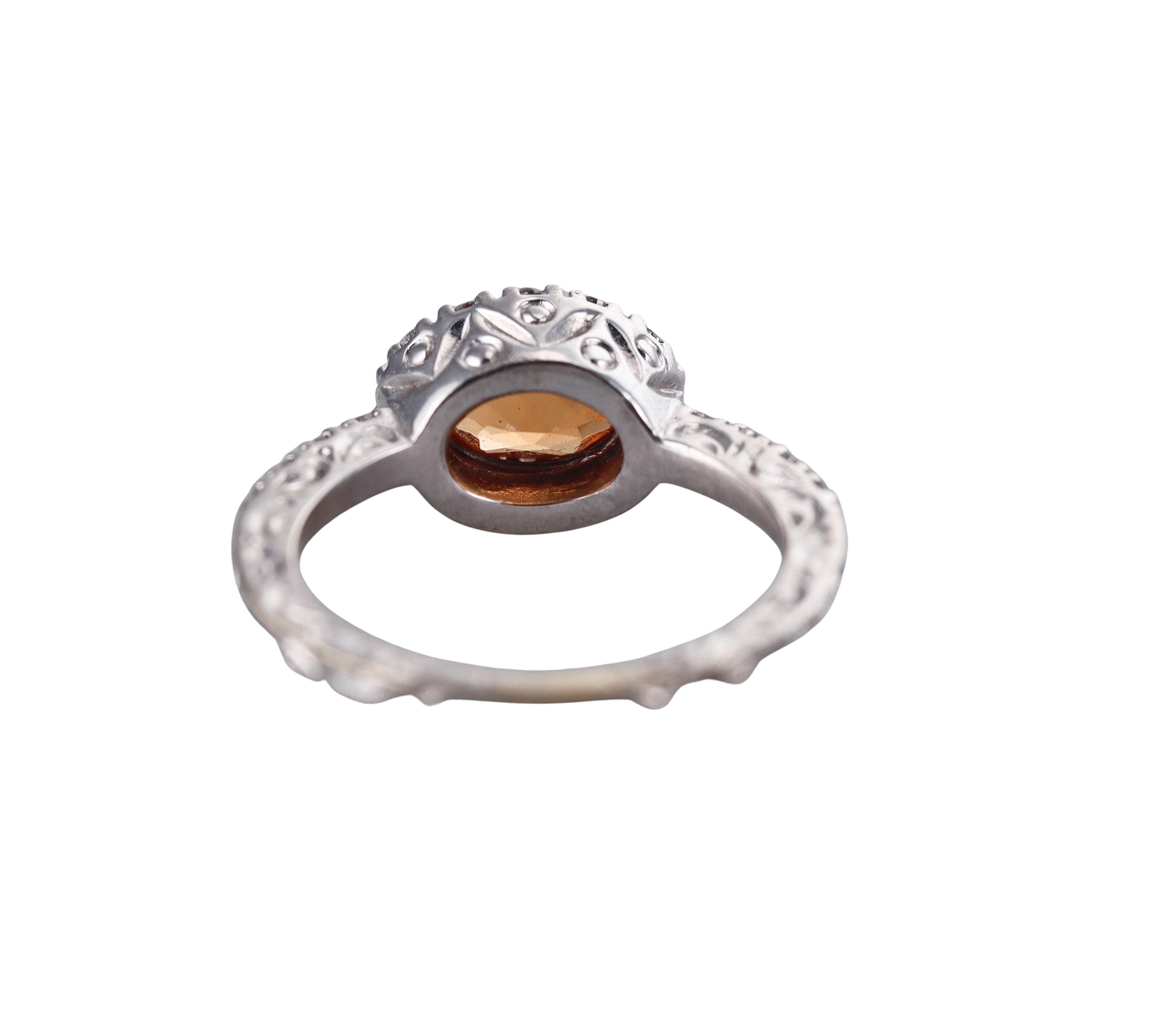 18k Gold Orange Sapphire Diamond Ring