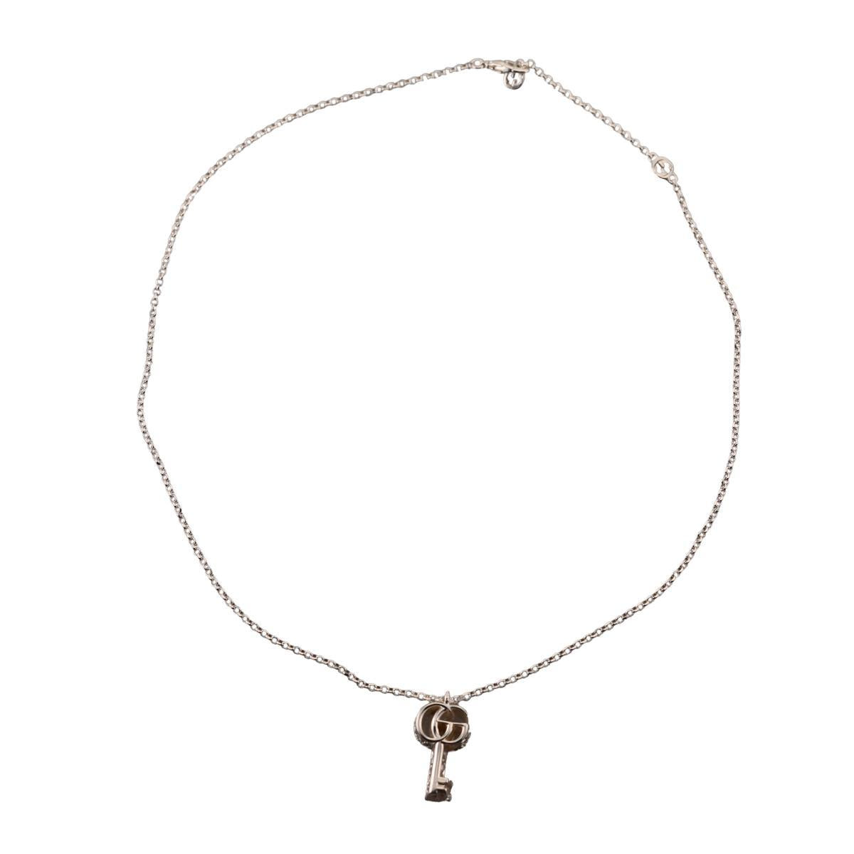 Gucci Marmont GG Key Pendant Sterling Silver Necklace