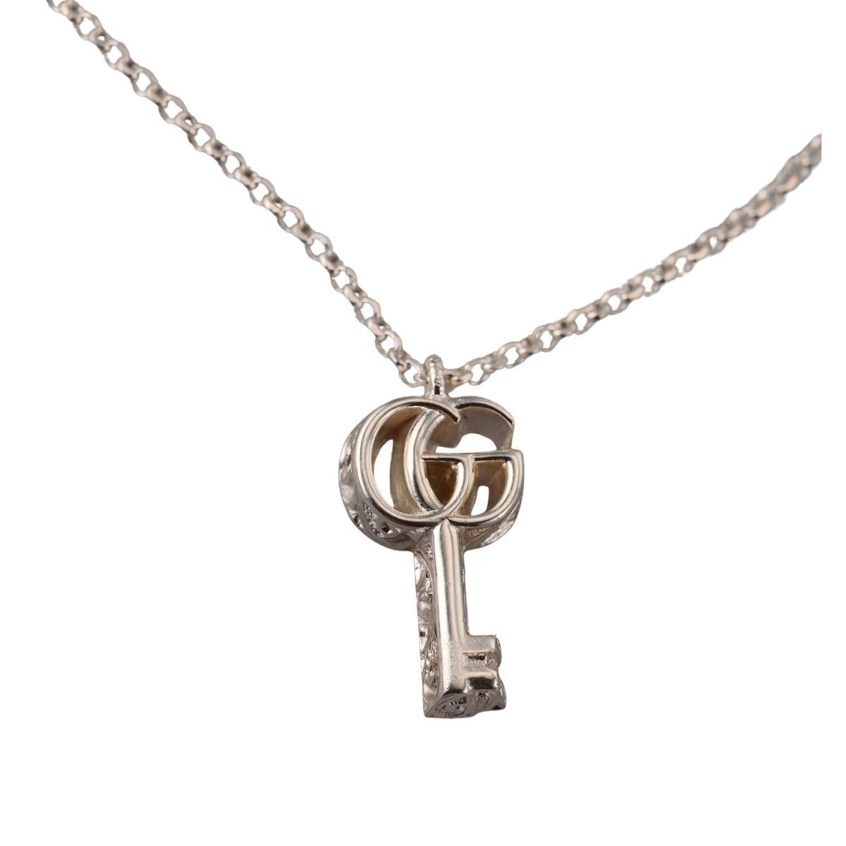 Gucci Marmont GG Key Pendant Sterling Silver Necklace