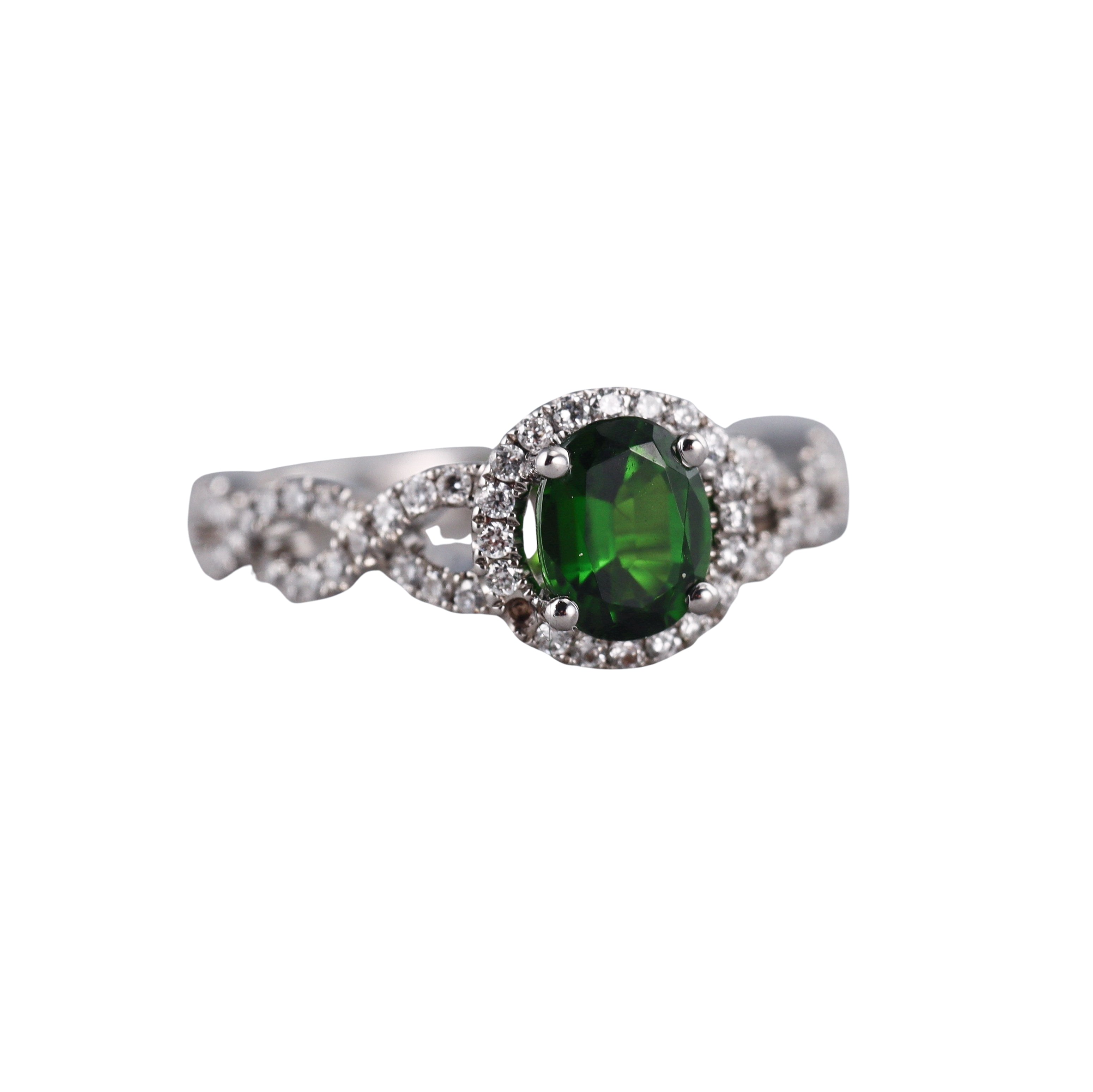 14k Gold Diamond Diopside Infinity Ring