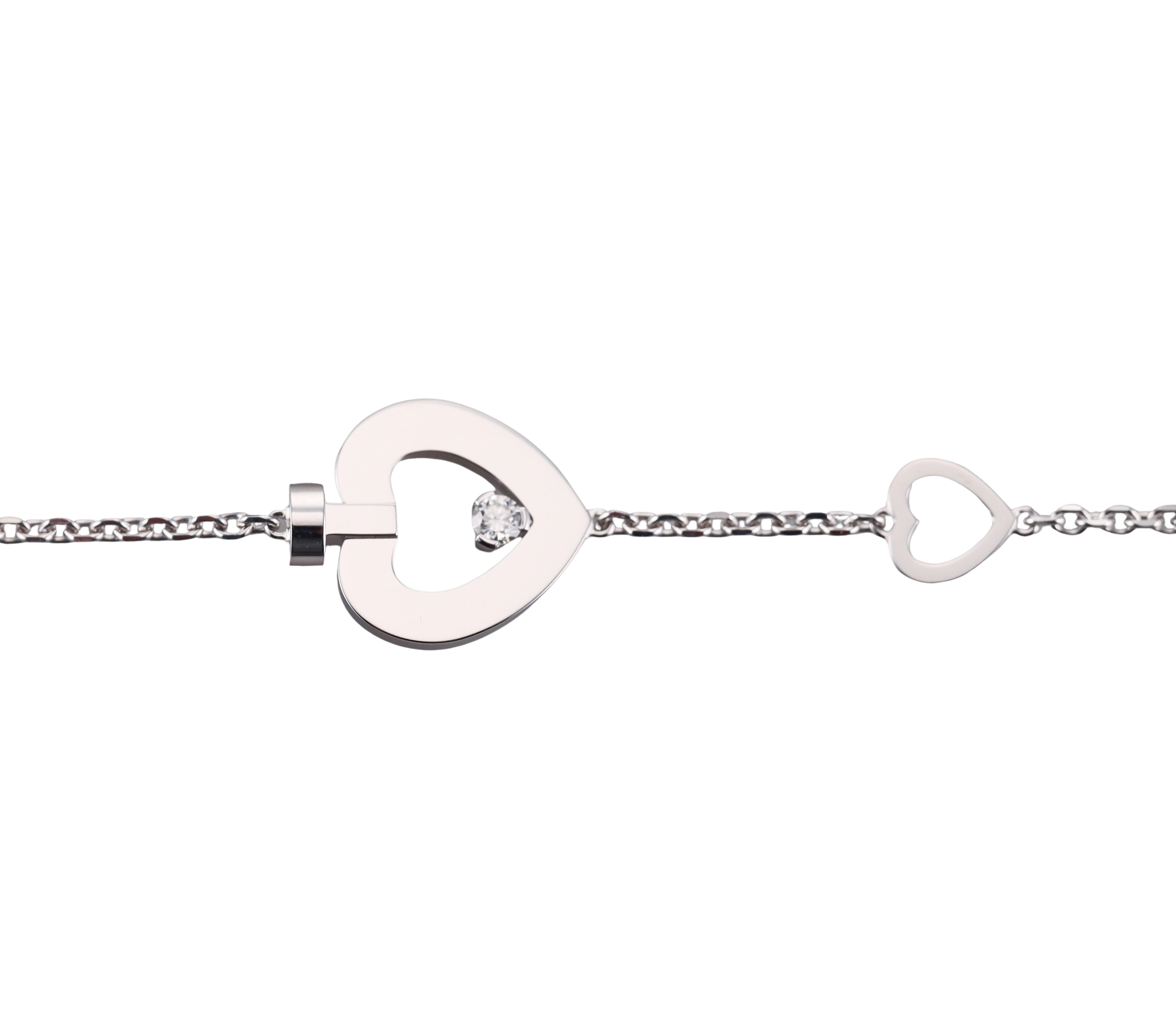 Fred Pretty Woman 18k White Gold Diamond Heart Bracelet