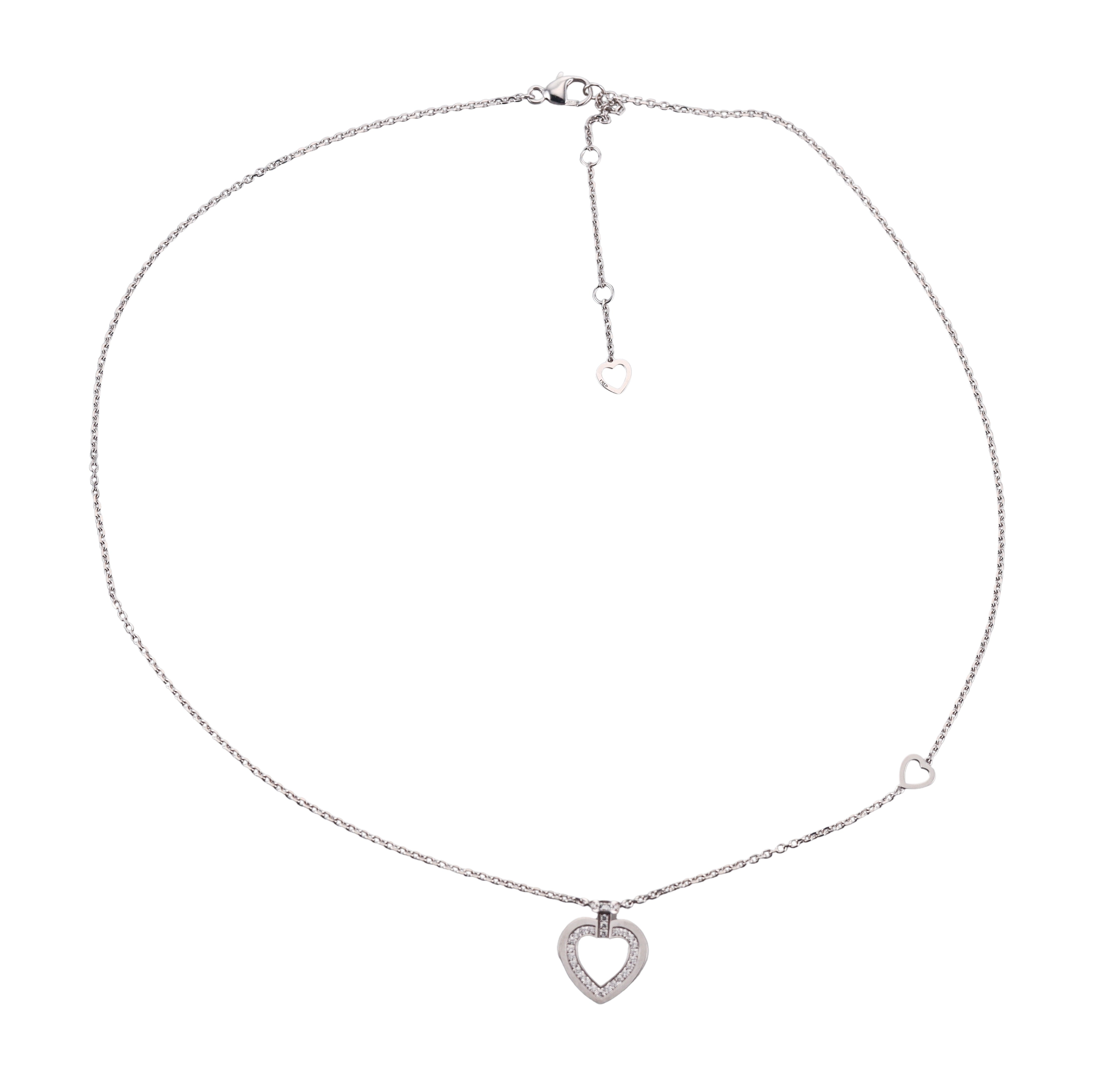 Fred Pretty Woman 18k White Gold Diamond Heart Necklace