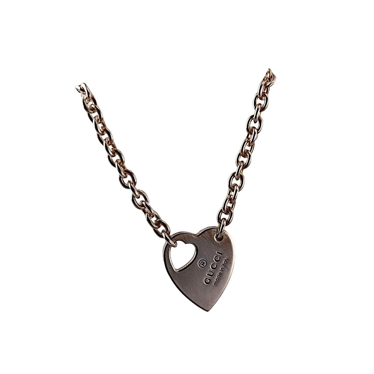 Gucci Trademark Heart Pendant Sterling Silver Necklace
