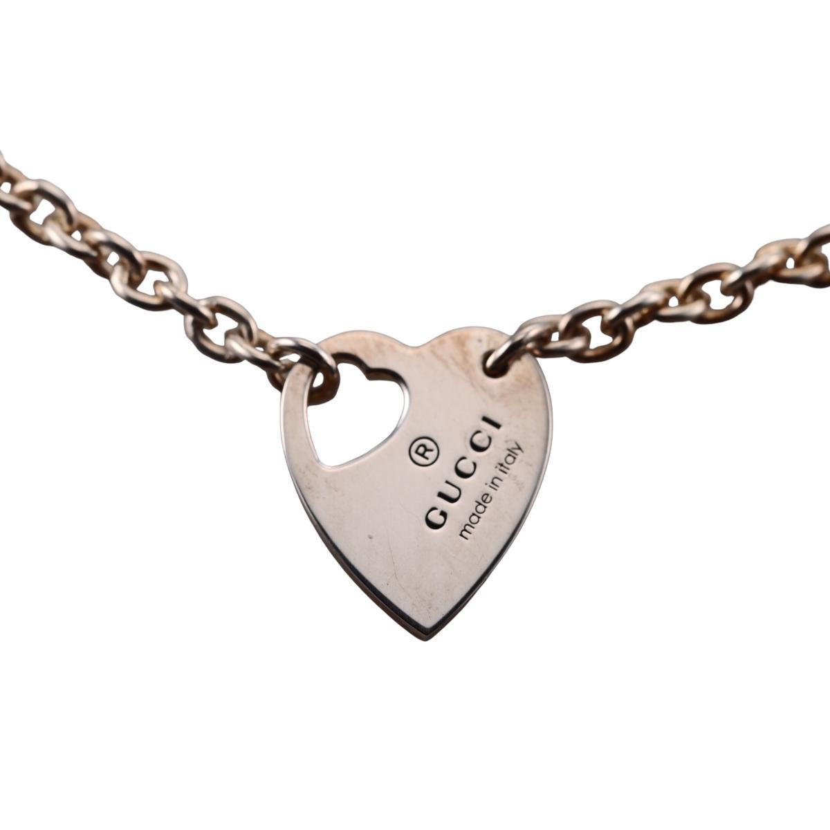 Gucci Trademark Heart Pendant Sterling Silver Necklace