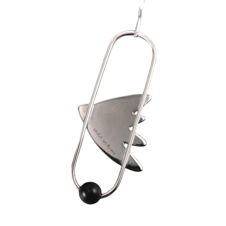 Lalique Hirondelles Swallows Sterling Silver Crystal Onyx Earrings 10628400