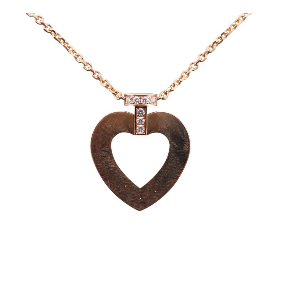 Fred Pretty Woman 18k Rose Gold Diamond Heart Pendant Necklace Medium