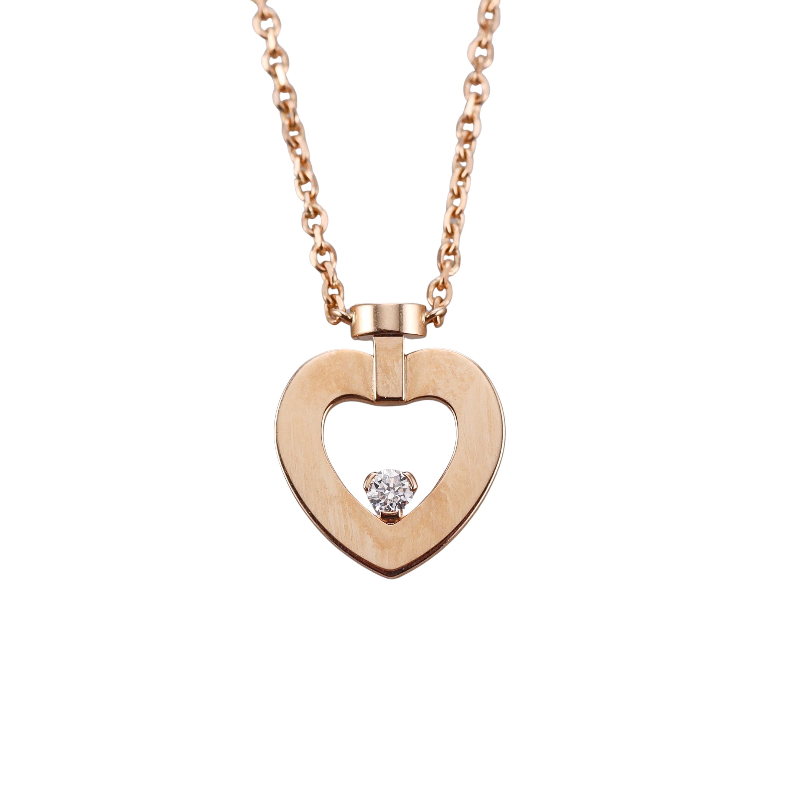 Fred Pretty Woman 18k Rose Gold Diamond Heart Necklace XS