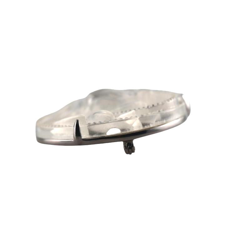 Lalique Fleur Neiges Clear Crystal Flower Sterling Silver Brooch 10610100
