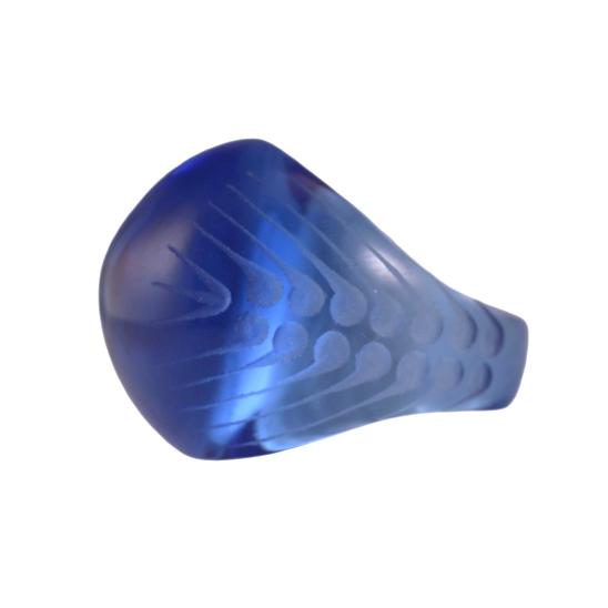 Lalique Carved Cabochon Blue Crystal Ring 10650700