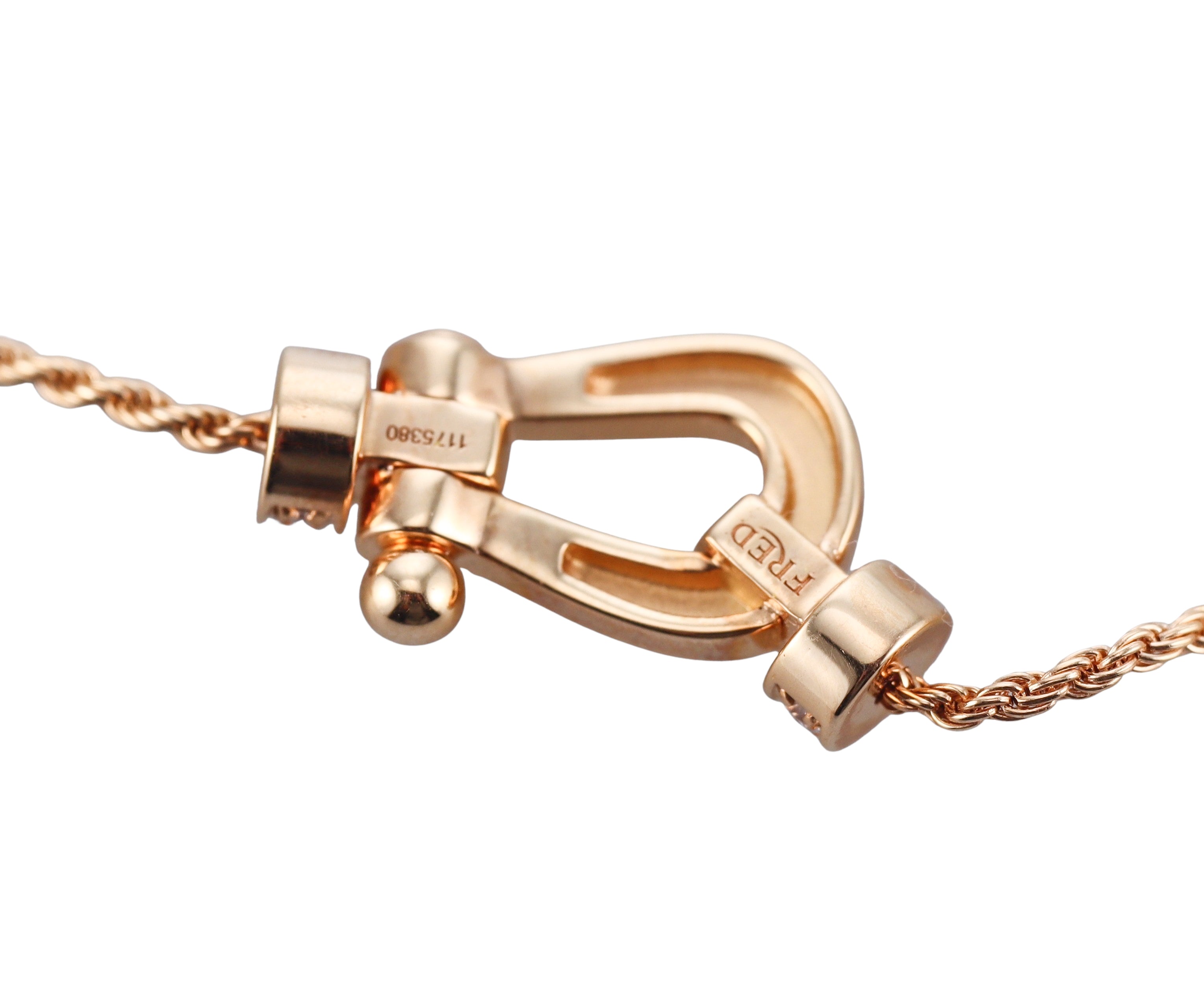 Fred Force 10 18k Rose Gold and Half Pave Diamond Necklace