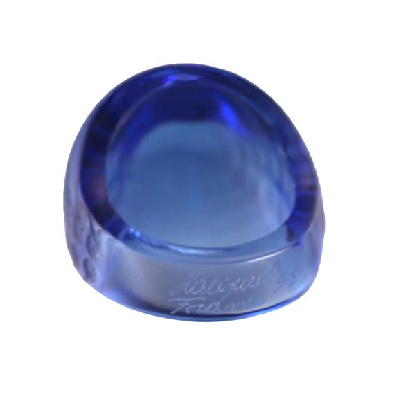 Lalique Carved Cabochon Blue Crystal Ring 10650700