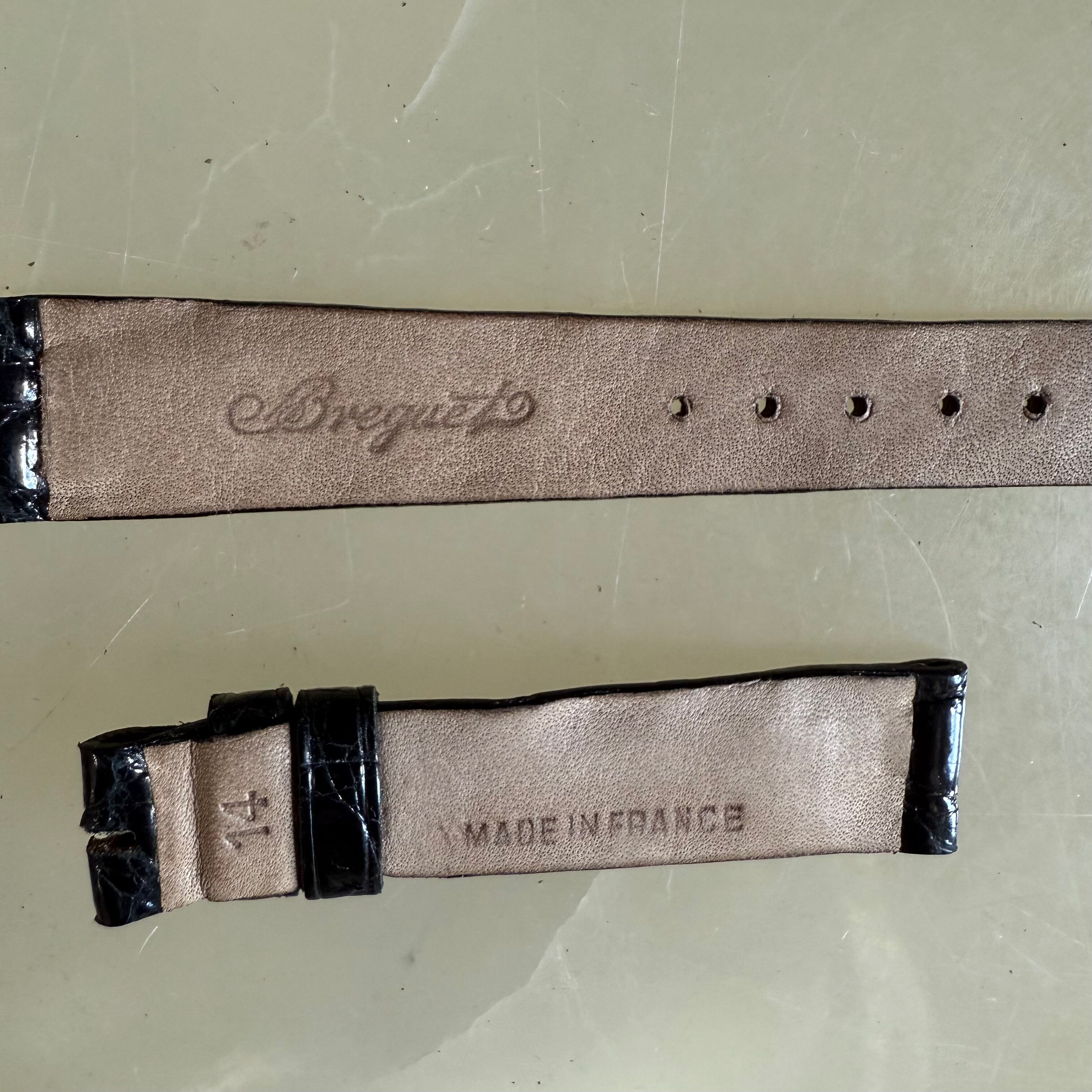 Authentic Breguet Black Crocodile Watch Strap Band 14mm